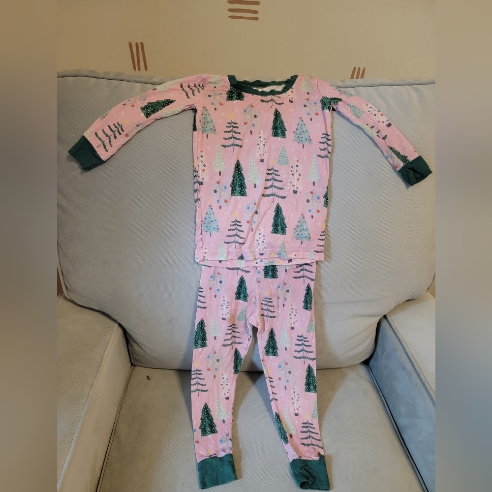Little Sleepies 12-18 months Christmas tree pink bamboo pajamas
